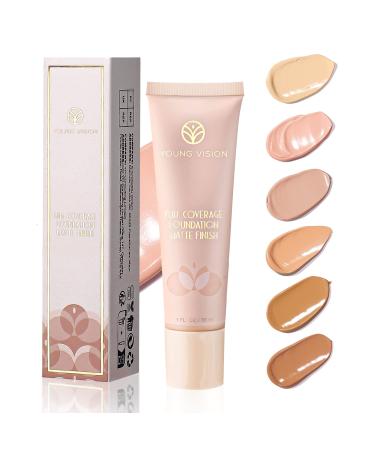 YOUNG VISION Full Coverage Longwear Foundation  Matte Finish  Waterproof  Poreless Liquid Foundation Makeup  1 fl.oz 1 Fl Oz (Pack of 1) 2