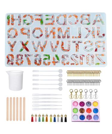 Resin Letter Molds, Silicone Alphabet Resin Molds Kit, Silicone Mold Epoxy Resin Casting Molds Keychain Making SetEpoxy Resin Mold Jewelry Making Kit Handmade DIY Crystal Glue Tool