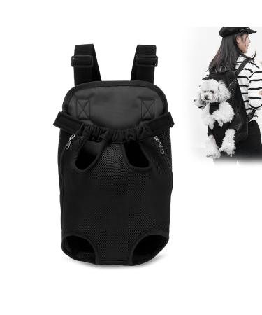 FuninCrea Black Dog Backpack Carrier Breathable Mesh Cat Carrier Backpack Legs Out Adjustable Shoulder Strap Dog Travel Bag Pet Carrier for Dog and Cat Hiking Travel Walking (S Black) S Black