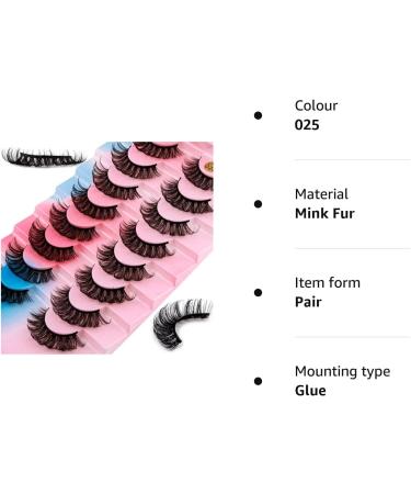 Dramatic D-Curly Mink False Eyelashes - 8 Pairs of Natural Fluffy Fake Lashes (025) - Buy Online on SooperMarket.com