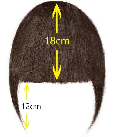 Silk-co One Piece Hair Bangs Fringe Hair Extensions Clip in Human Hair Extension #02 Dark Brown Straight Flat with Temple - Buy Online on SooperMarket.com