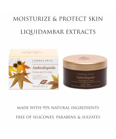 L Erbolario Ambraliquida Body Cream | Anti-Aging Nourishing Moisture | Liquidambar Pistachio & Cocoa Butter | 8.4 oz - Shop Internationally - Buy Online on SooperMarket.com