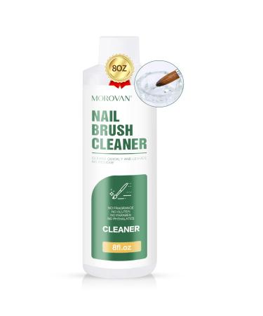 Morovan Nail Brush Cleaner - Cleaner & Restorer for Any Nail Art Brush Acrylic Nail Brush  Gel Nail Brushes  Paint Brushes  Kolinsky Nail Brush Liquid Cleaner Preserver 8oz for Any Nail Tools 8 Fl Oz (Pack of 1)