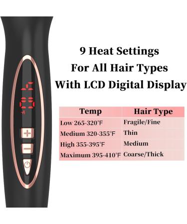 Upgrade 1.25-Inch Thermal Brush for Loose Curls | 9 Heat Settings | Tourmaline Ionic Curling Iron | Dual Voltage for Travel - Buy Online on SooperMarket.com
