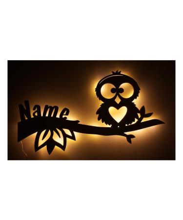 Owl gifts for women children girls boy personalized with names I battery-operated LED owl night light lamp baby gifts for birthday Christmas