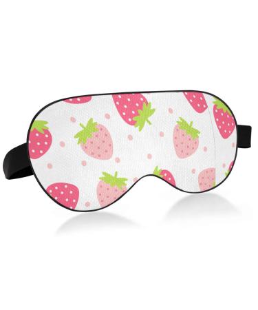 Haskirky Light Blocking Eye Mask Breathable and Adjustable Adult Men and Women Travel on Business Trips Yoga Meditation Light Smooth Comfortable Eye Mask Office Deep Sleep Goodies Kawaii Strawberry