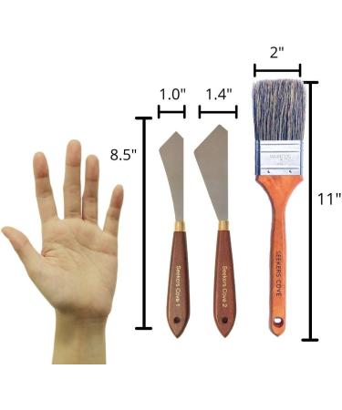 Painting Knife Set of 2 with Blender Background Brush - Palette Knives & Natural Bristle Paint Brush for Art - Straight Edge Flexible Tools (Unit 2 Brush & Pair Knives) - Buy Online on SooperMarket.com