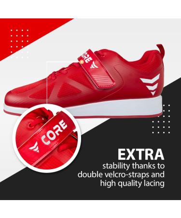 Northcore Weightlifting Shoes for Men & Women | Powerlifting & Bodybuilding Squat Shoes | Cross Lifting Footwear - EU Size 45 Red/White - Buy Online on SooperMarket.com