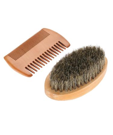 Bart care kit for men circle wooden color mustache razor brush sweep hairbrush and beard comb and facial care shaving cleaning grooming tool
