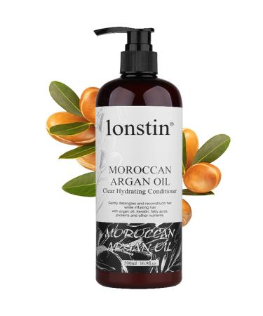 lonstin Argan Oil Hair Conditioner for dry damaged hair 500 ml Shine & Smooth Hair Food- Hair Conditioner for Women and Men with Dry Damaged Curly and Frizzy Hair and Dry Scalp 16.9 fl oz