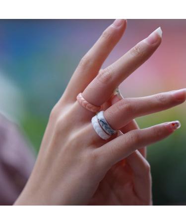 Zollen Silicone Wedding Rings for Women 4/7 Packs -Metallic Stackable Silicone Rubber Wedding Bands -Innovative Vine Collection B: Rose Gold Pearl White Black Marble(gray+white) 4(15.3mm) - Buy Online on SooperMarket.com
