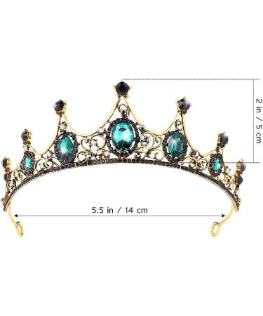 FRCOLOR Green Rhinestone Crown - Vintage Queen Baroque Princess Crown for Women - Birthday Bridal Tiara for Wedding Pageant Prom Halloween - Buy Online on SooperMarket.com