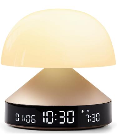 Lexon mina sunrise alarm clock - including alarm light and sunset simulation - wireless and rechargeable - soft gold 11cm gold