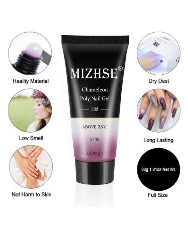 MIZHSE Poly Nail Gel Purple Temperature Color Changing Extension Builder Gel - Professional Nail Thickening Tool for Beginners (MS-Purple) - Buy Online on SooperMarket.com