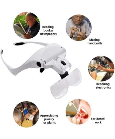 Itian Lightweight Head Magnifier Adjustable Magnifying Glass Loupe Visor Hands Free Eyeglasses Bracket/Headband Interchangeable Headset Magnifier with 2 LED & 5 Different Lenses(1.0X 1.5X 2.0X 2.5X 3.5X) - Buy Online on SooperMarket.com