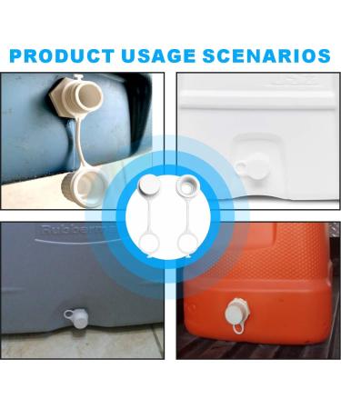 Set of 2 White Threaded Drain Plug Caps with Tether for Igloo Cooler - Replacement Parts - Buy Online on SooperMarket.com