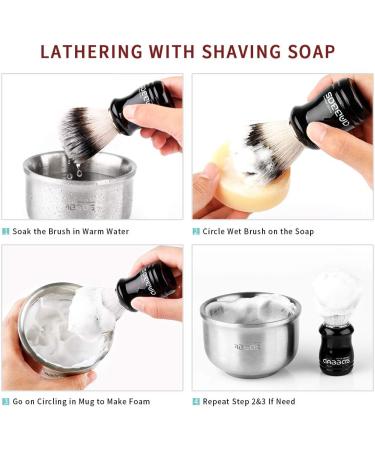 ABBAS 4in1 Synthetic Dachs Razor Brush Set | Stainless Steel Stand & 3.5oz Natural Shaving Soap | Premium Men's Wet Shaving Kit - Buy Online on SooperMarket.com