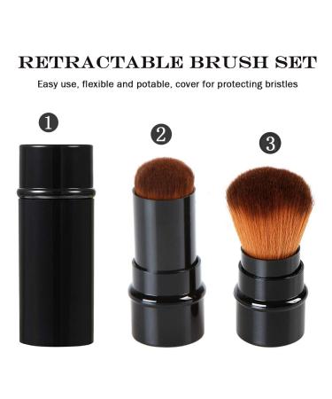 Vtrem 34 Colors Kabuki Foundation Brush Retractable Red Black Travel Makeup Brush Set - Buy Online on SooperMarket.com