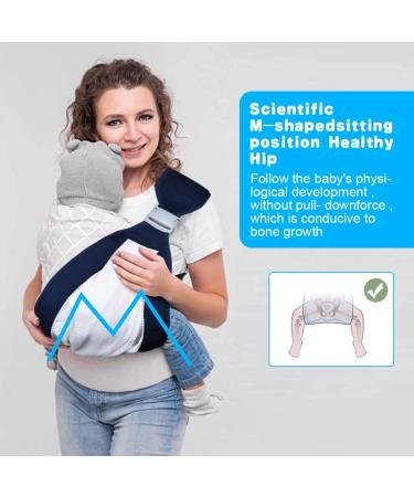 Vicloon Baby Sling Carrier for Newborns | Soft & Breathable 3D Mesh | Adjustable Buckles | Up to 20 kg | Blue Lattice Style - Buy Online on SooperMarket.com