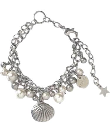 OralGos Harajuku Style Shell Pendant Bracelet - Adjustable Pearl Bangle Hand Chain Jewelry for Women | Perfect New Year Gift - Buy Online on SooperMarket.com