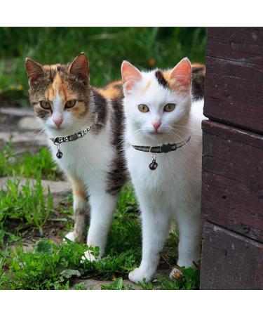 Hepplly 2-Pack Quick Release Reflective Cat Collars with Bell - Black Kitten Collars for Safe Stylish Pets | International Shipping Available - Buy Online on SooperMarket.com