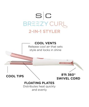 Buy StyleCraft Breezy Curl 2-in-1 Cool Air Hair Styler | Tourmaline Ionic Technology for Straight & Wavy Styles | International Shipping Available - Buy Online on SooperMarket.com