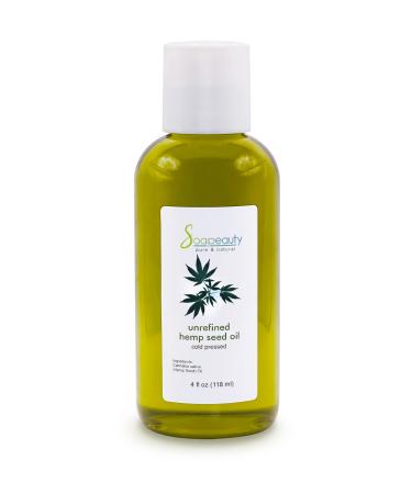 Soapeauty Hemp Seed Oil Unrefined Cold Pressed | Massage & Body Oil | for Skin Face Hair and Soap Making | Carrier for Essential Oils | Rich in Omega Fatty Acids 4 Fl Oz