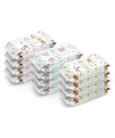 Amazon Brand - Mama Bear Disney Ultra Gentle Baby Wipes Unscented 720 Count (12 Packs of 60) 60 Count (12 Pack)