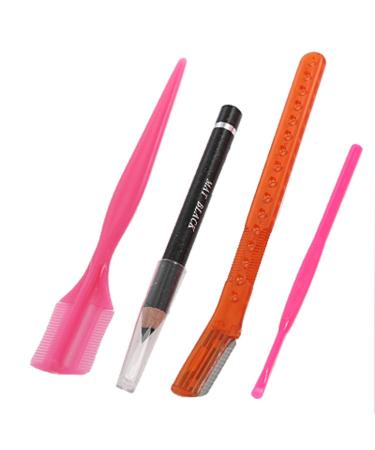 Ruilogod Woman Eyebrow Razor Comb Pen Ear Wax Picker Cleaner 4 in 1 Kit