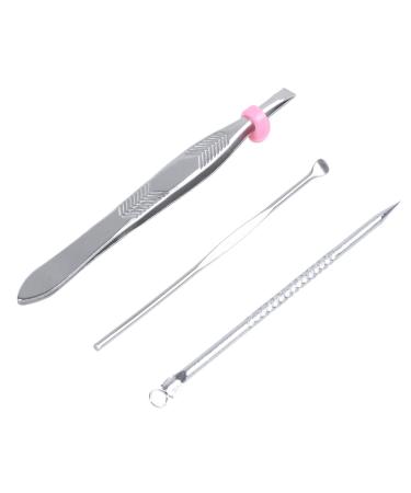 PYNQ 3-in-1 Ear Pick Comedone Stick Eyebrow Tweezers Cosmetic Tool Set