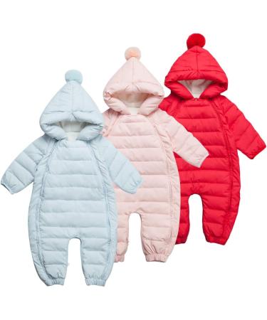 Famuka Baby Winter Warm Down Snowsuit Hooded Puffer Outwear Red 12-18 Months - Buy Online on SooperMarket.com