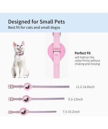 Kocnydey Leather Reflective AirTag Cat Collar Adjustable Anti-Wing Cat Collar with Bell for Small Dogs & Cats (Pink M 28-37cm) - Shop Now! - Buy Online on SooperMarket.com