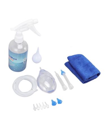Ear Kits 1.2m Silicone Tube 500ml Ear Washer Bottle System Safe 3 Blue Reusable Tips Easy Operation with Ear Muff for Adults for Home