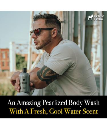 Pete & Pedro Gold & Silver Body Wash Set - Premium Men's Leather & Cool Water Scented Bodywashes with Loofah - 12 oz. Each - Buy Online on SooperMarket.com