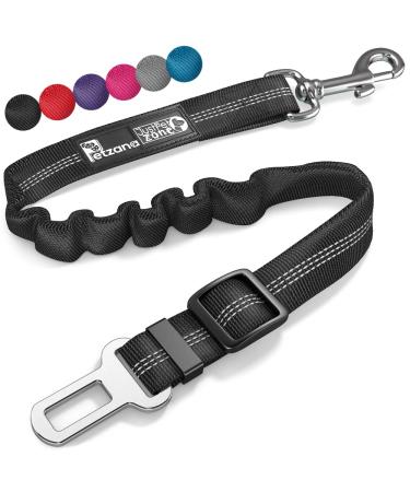 Seat Belt for Dogs with Elastic Bungee Buffer | Car Travel Accessories for Dogs Adjustible, Elastic Black