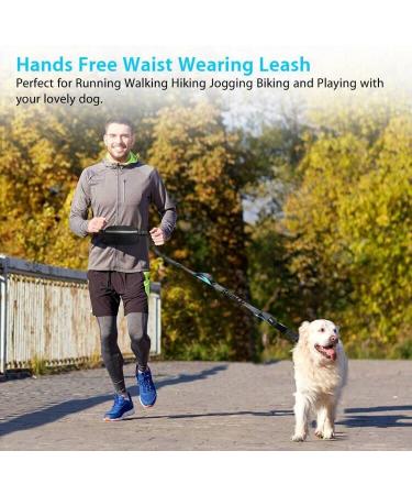 Uppetly Hands Free Dog Running Leash with Adjustable Waist Belt Dual Handle Elastic Bungees Retractable Rope for Medium and Large Dogs Reflective Stitches for Walking Hiking Biking With Pouch for 2 dogs - Buy Online on SooperMarket.com