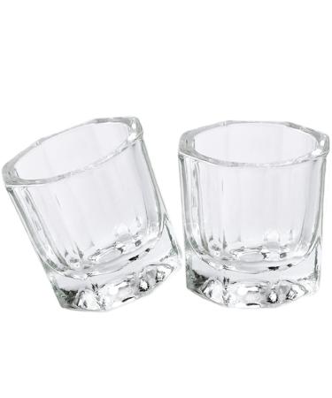 Fiezkaa 2pcs Dappen Dish for Acrylic Nails, Clear Glass Acrylic Nail Monomer Liquid Bowl, Acrylic Powder Holder, Acrylic Glass Jar Dampen Dish Liquid Cup for Nail Art Manicure Care Tools