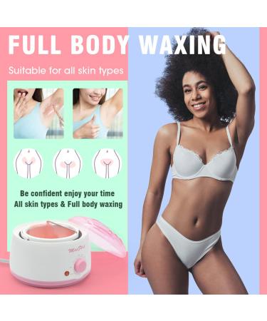 Waxing Kit for Women - MaxFlat Wax Pot with Rose Hard Wax Beans - Full Body Brazilian, Armpit, Eyebrow, Bikini, Leg Wax - Includes 20 Wax Applicator Sticks, Oil, and Silicone Bowl - Buy Online on SooperMarket.com