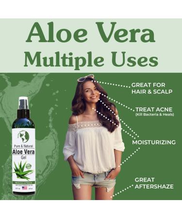 Organic Aloe Vera Gel - 100% Pure Cold Pressed for Face, Hair, Acne, Sunburn & More - 8 oz - Buy Online on SooperMarket.com