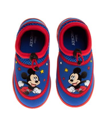 Disney Mickey Mouse Boys Water Shoes - Pool Aqua Socks for Kids- Sandals Bungee Waterproof Beach Slides Sport Character Summer Slip-on Quick Dry (Toddler/Little Kid) 5-6 Toddler Blue/Red