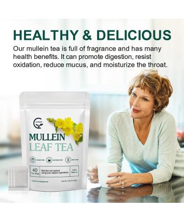 Mullein Leaf Tea Bags - Respiratory Support Herbal Tea | Caffeine-Free | 40 Tea Bags - Buy Online on SooperMarket.com