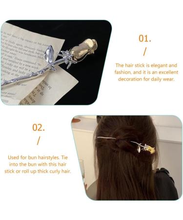 minkissy Metal Chopsticks Metal Chopsticks Rose Metal Hairpin Hanfu Headdress Sticks Bun Hair Pin Chignon Pin Women Girls Hair Accessories 3 Color Hair Accessories Hair Accessories - Buy Online on SooperMarket.com