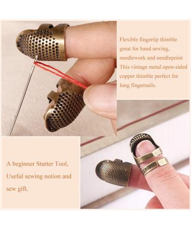 Finger Protector Thimble Set - 8pcs Thimbles + 30pcs Needles for Sewing, Adjustable Metal & Leather Thimbles for Hand Embroidery & Needlework - Buy Online on SooperMarket.com