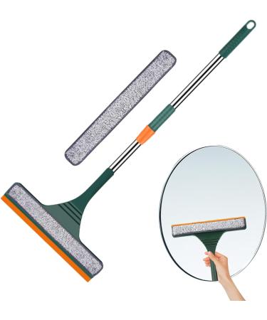 Window Glass Wiper | Adjustable Length Mirror Cleaner Tool | Window Cleaning Tool Reusable Glass Washing Equipment with Extension Handle Window Shower Cleaning Tool for Mirror Green - Buy Online on SooperMarket.com