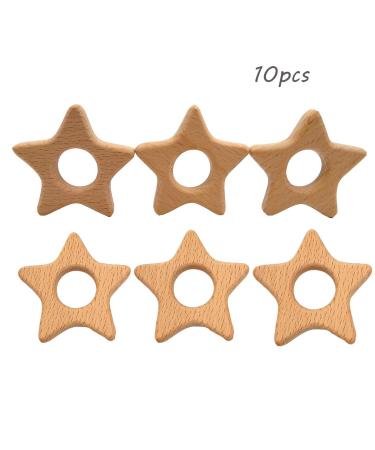 Cartoon Wood Star Teether: Natural Beech Wooden Animal Shape DIY Necklace Pendant (10pcs) - Buy Online on SooperMarket.com