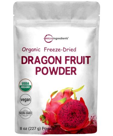 Organic Freeze-Dried Dragon Fruit Powder (Pink Pitaya/Pitahaya), 8 Ounce, Perfect for Shakes, Baking & Smoothie, Non-GMO, No Gluten, Vegan Friendly
