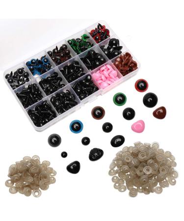 Maznyu 570PCS Premium Plastic Safety Eyes and Noses with Washers  Assorted Sizes for Craft Doll Eyes and Teddy Bear Nose  Plash Animal and Amigurumi  Crochet Toy and Stuffed Animals Craft Making