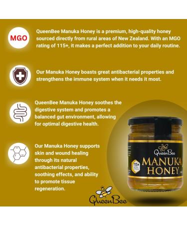 Queen Bee Manuka Honey 115+ Methylglyoxal 340g - Buy Online on SooperMarket.com