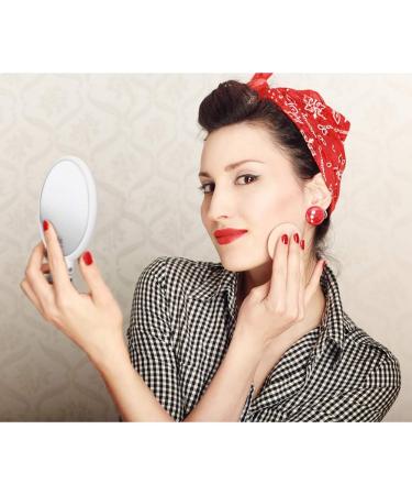 Double Sided 5X/1X Magnifying Hand Held Makeup Mirror - Compact Cosmetic Vanity Mirror for Girls Ladies - White - Buy Online on SooperMarket.com
