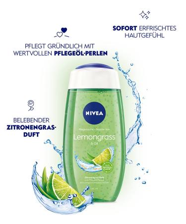 NIVEA Lemongrass & Oil Nourishing Shower Gel 250ml | Refreshing Biodegradable Formula with Nourishing Oil Beads & Revitalising Fragrance - Shop Internationally - Buy Online on SooperMarket.com